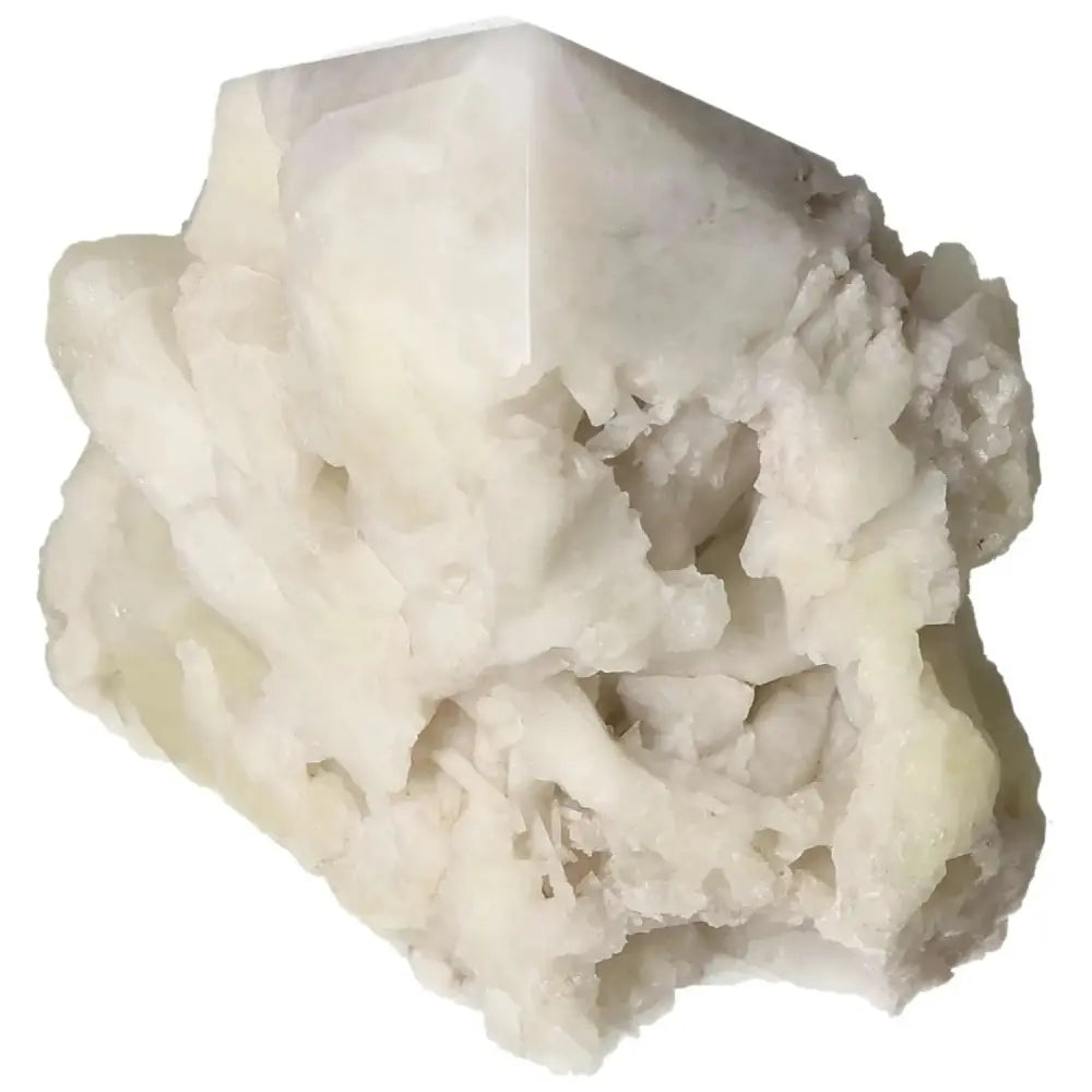 Polished Point Quartz With Sulphur crystal showcasing clear quartz and vibrant sulphur inclusions for spiritual and aesthetic appeal.