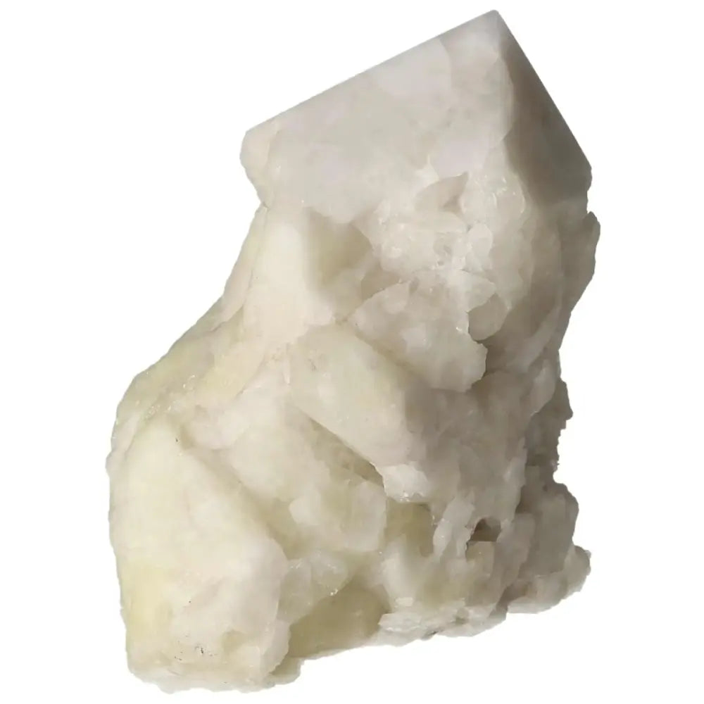 Polished Point Quartz with Sulphur Crystal from Sylvia Crystals, showcasing vibrant inclusions and elegant design for spiritual seekers.