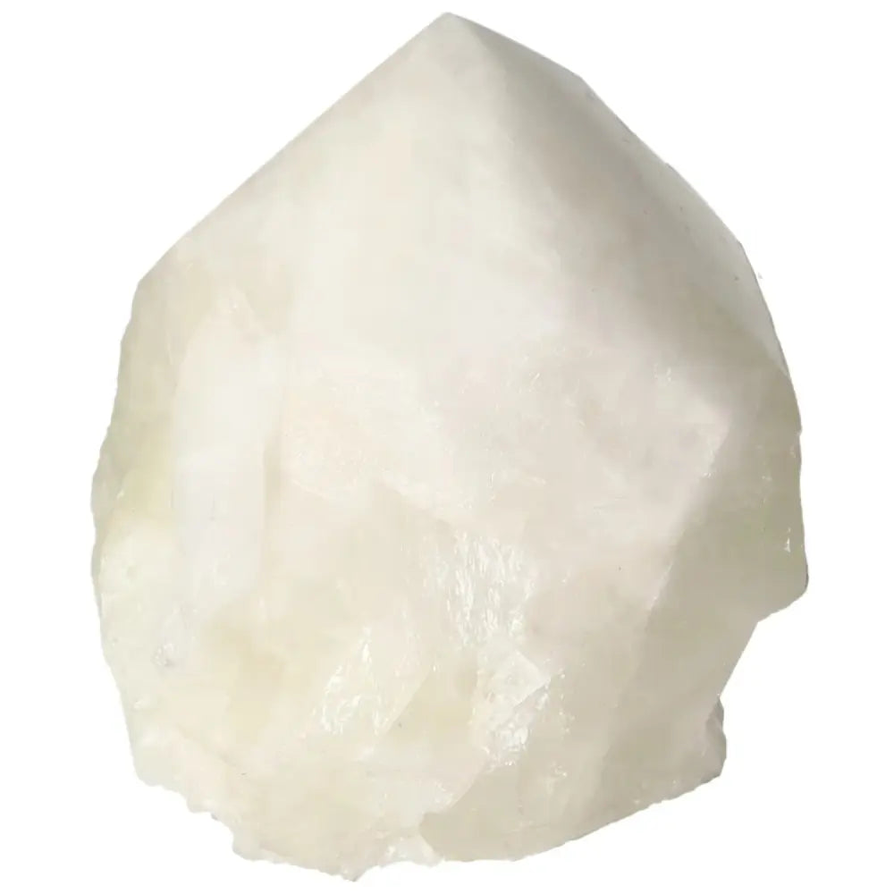 Polished Point Quartz With Sulphur crystal, showcasing a luxurious blend of clear quartz and vibrant sulphur for spiritual elegance.
