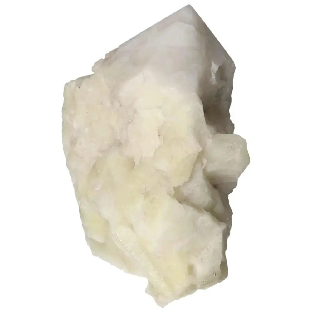 Polished Point Quartz with Sulphur crystal from Sylvia Crystals, featuring clarity and vibrant sulphur inclusions for spiritual seekers.