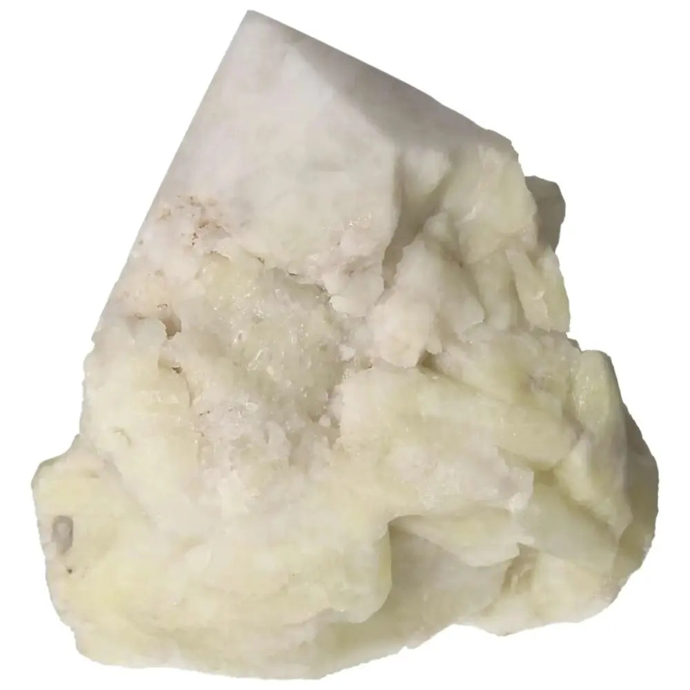 Polished Point Quartz with vibrant sulphur inclusions from Sylvia Crystals, showcasing elegance and energetic properties.