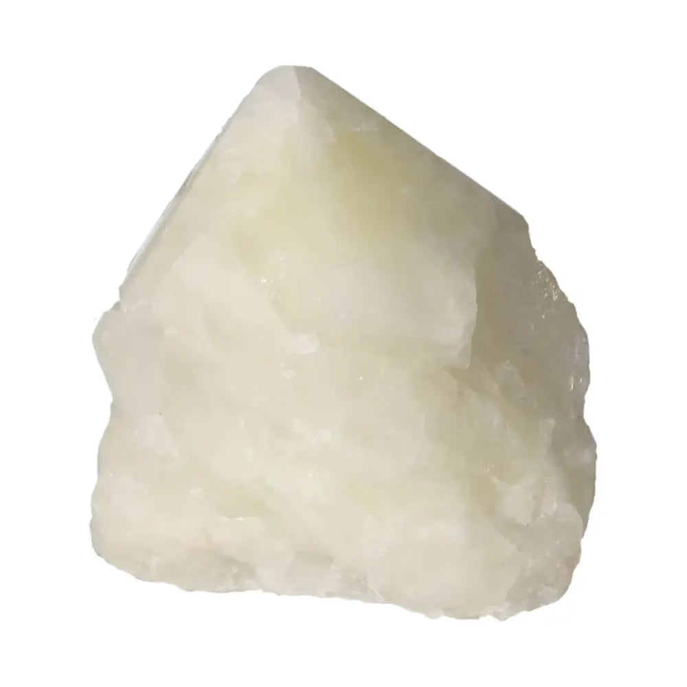 Polished Point Quartz with Sulphur crystal from Sylvia Crystals, showcasing vibrant yellow hues for spiritual well-being and clarity.