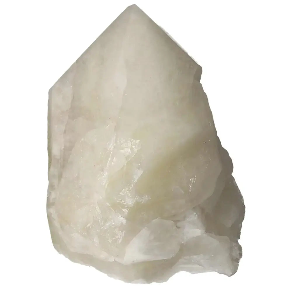 Polished Point Quartz with Sulphur crystal by Sylvia Crystals, showcasing natural elegance and detoxifying properties.