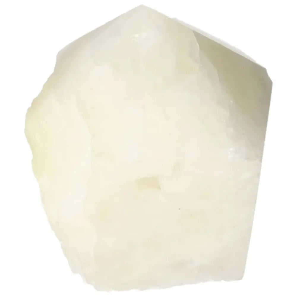 Close-up of polished quartz point infused with sulphur, showcasing a vibrant yellow hue, symbolizing vitality and positivity.