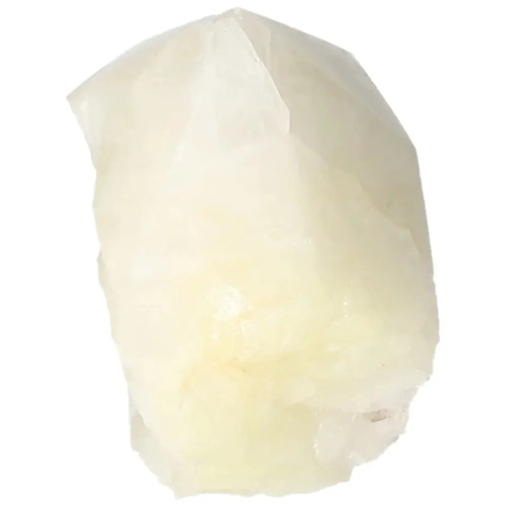 Polished Point Quartz with Sulphur showcasing vibrant yellow hues, representing vitality and positivity from Sylvia Crystals.