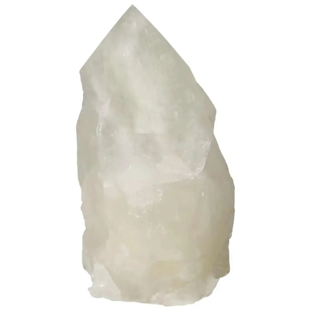 Polished Point Quartz with Sulphur crystal from Sylvia Crystals, featuring vibrant hues and clear quartz structure.
