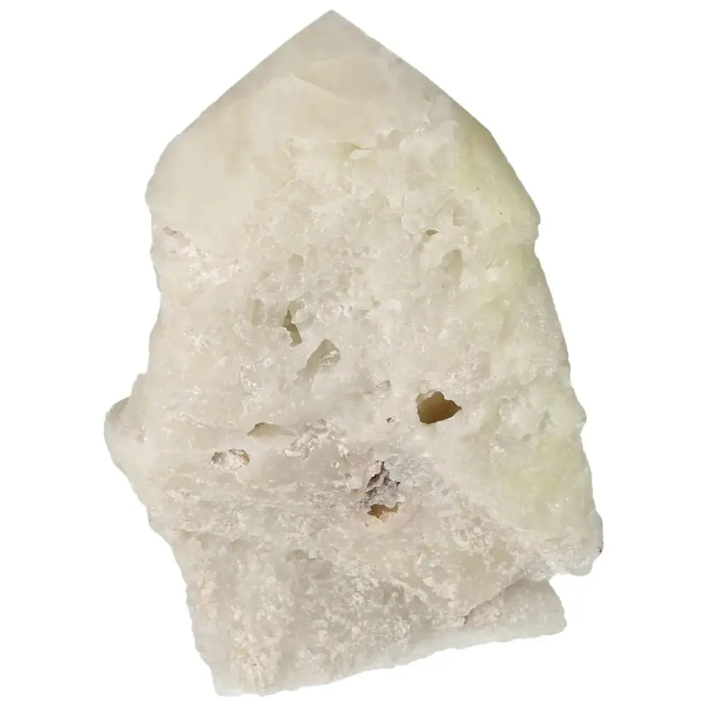 Polished Point Quartz With Sulphur crystal showcasing its natural texture and luxury finish from Sylvia Crystals.