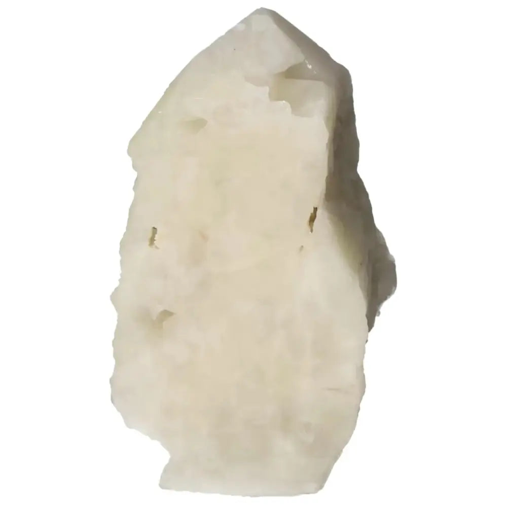 Polished Point Quartz with Sulphur crystal, showcasing a gleaming finish and detoxifying qualities, from Sylvia Crystals.