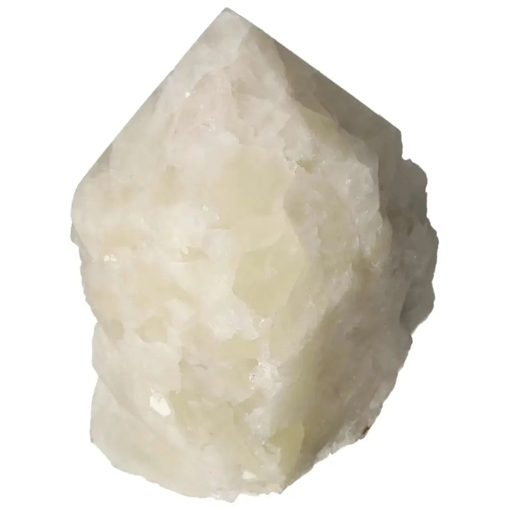 Polished Point Quartz with Sulphur gemstone, showcasing a clear quartz and vibrant yellow hue, available at Sylvia Crystals.