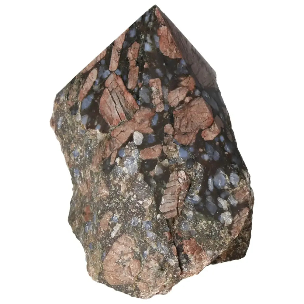 Polished Point Rhyolite with pink, green, brown, gray hues and natural patterns from Sylvia Crystals.