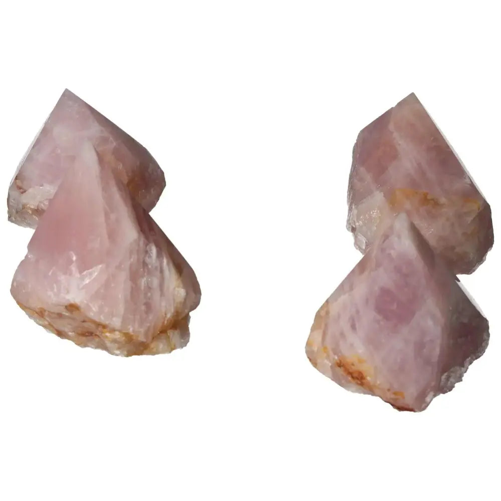 Polished Point Rose Quartz L gemstones by Sylvia Crystals, known for promoting love and healing energy.
