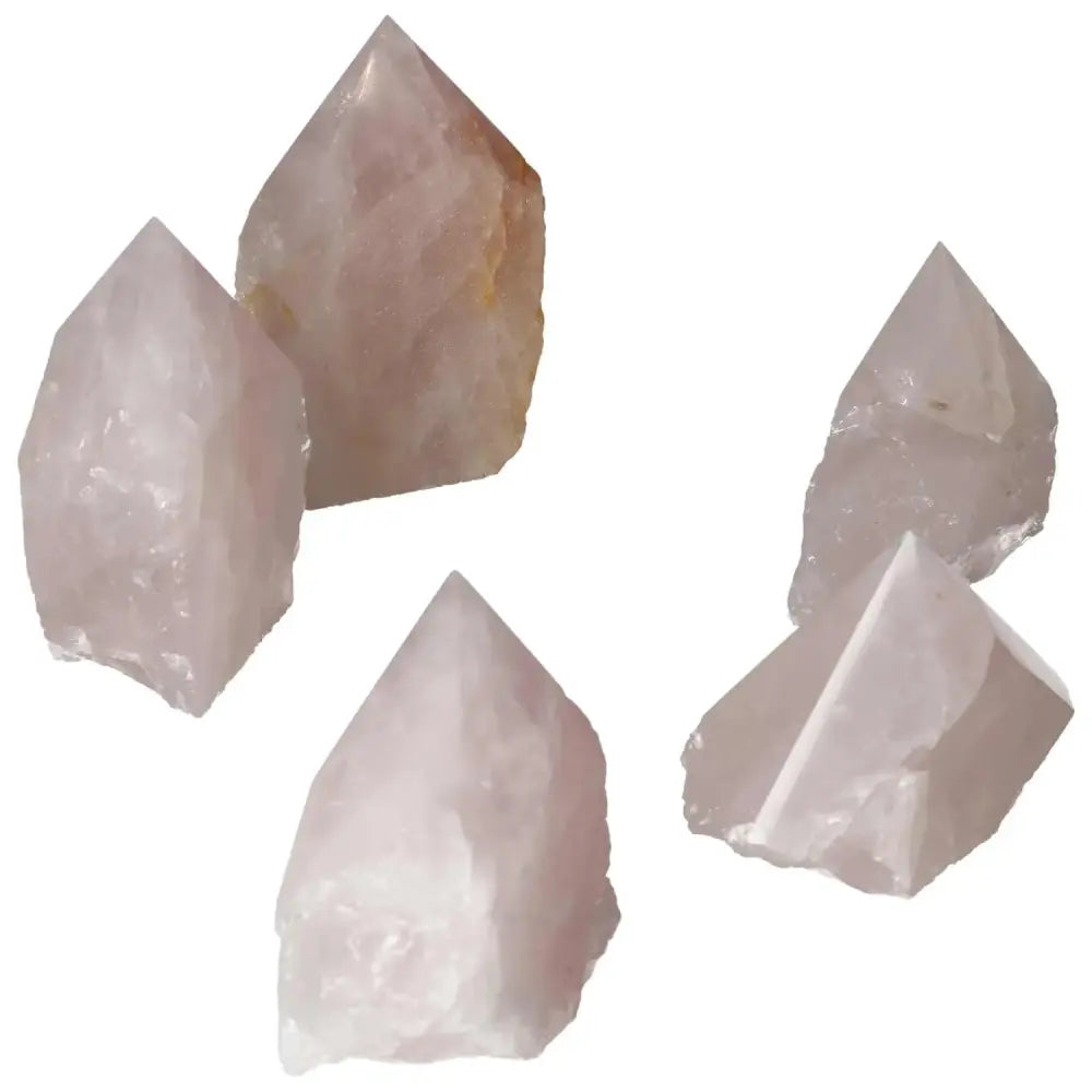 Polished Point Rose Quartz Crystals, premium selection from Sylvia Crystals, showcasing exquisite luxury and spiritual tranquility.
