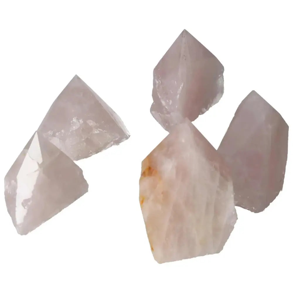 Polished Point Rose Quartz crystals from Sylvia Crystals; luxury and tranquility for elegant, conscious living.