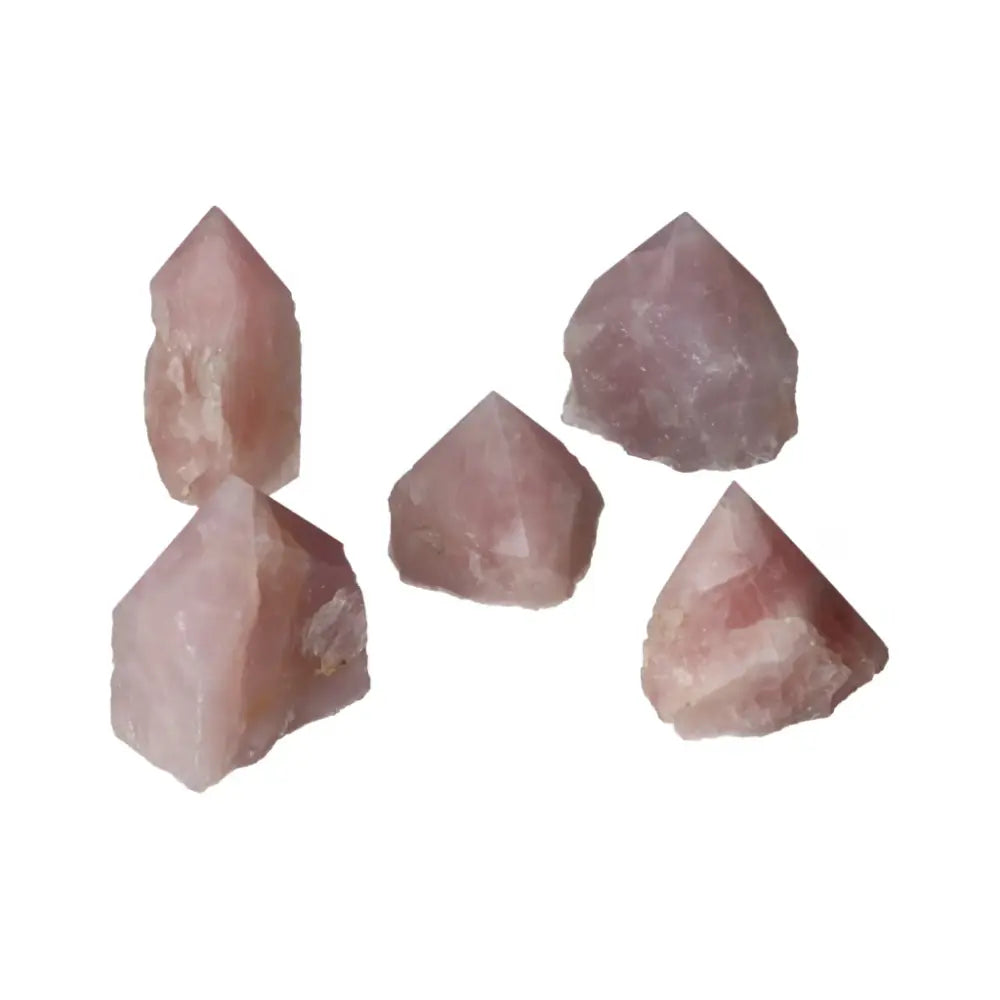 Polished Point Rose Quartz M stones, luxury Sylvia Crystals for spirituality and healing energy.