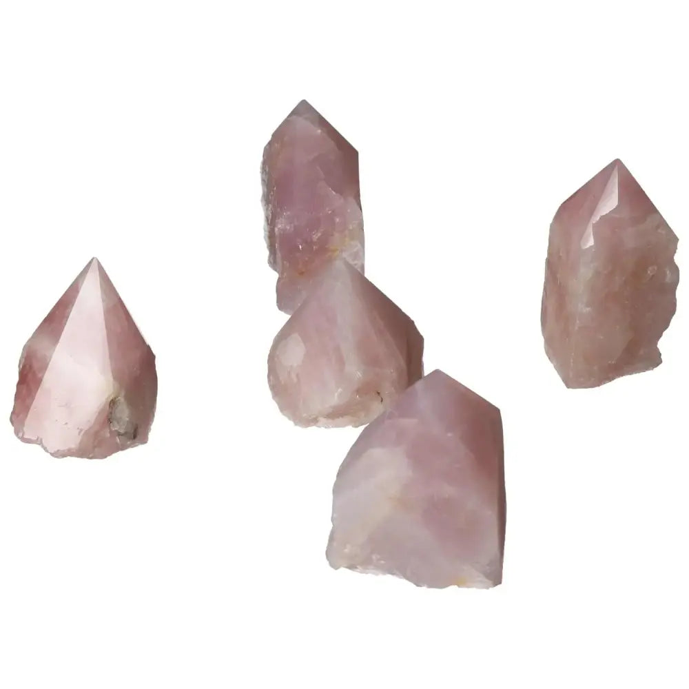 Polished Point Rose Quartz crystals, premium Sylvia Crystals product, known for gentle healing energy and contemporary design.