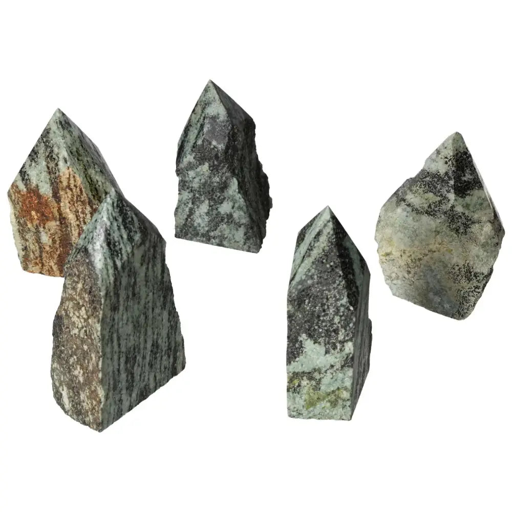 Polished Point Snake Jasper L crystals displaying unique natural patterns for luxury and spiritual transformation by Sylvia Crystals.