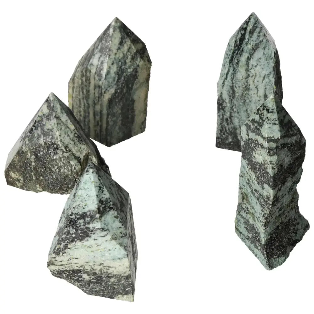 Polished Point Snake Jasper M from Sylvia Crystals, showcasing exquisite patterns and modern design for spiritual growth enhancement.