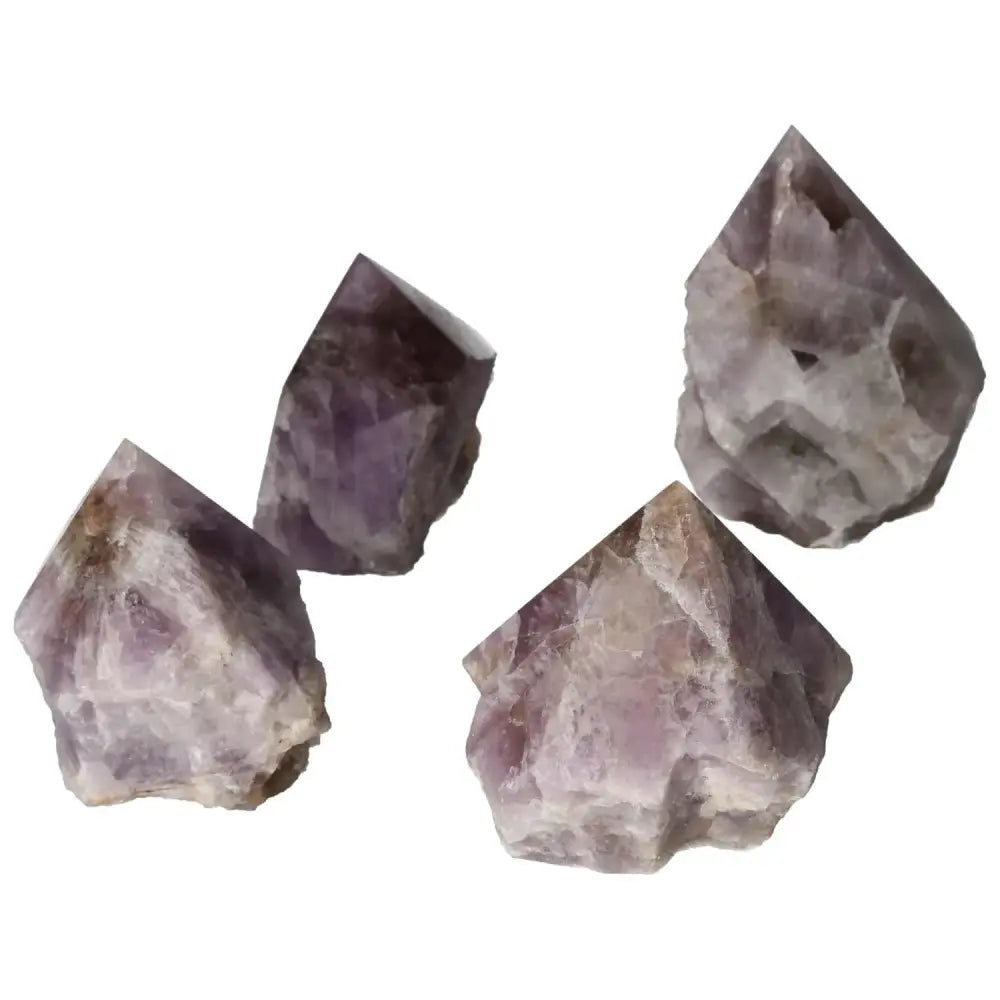 Polished Point Super Seven Amethyst L crystals featuring deep purple hues and intricate patterns from Sylvia Crystals, premium quality.