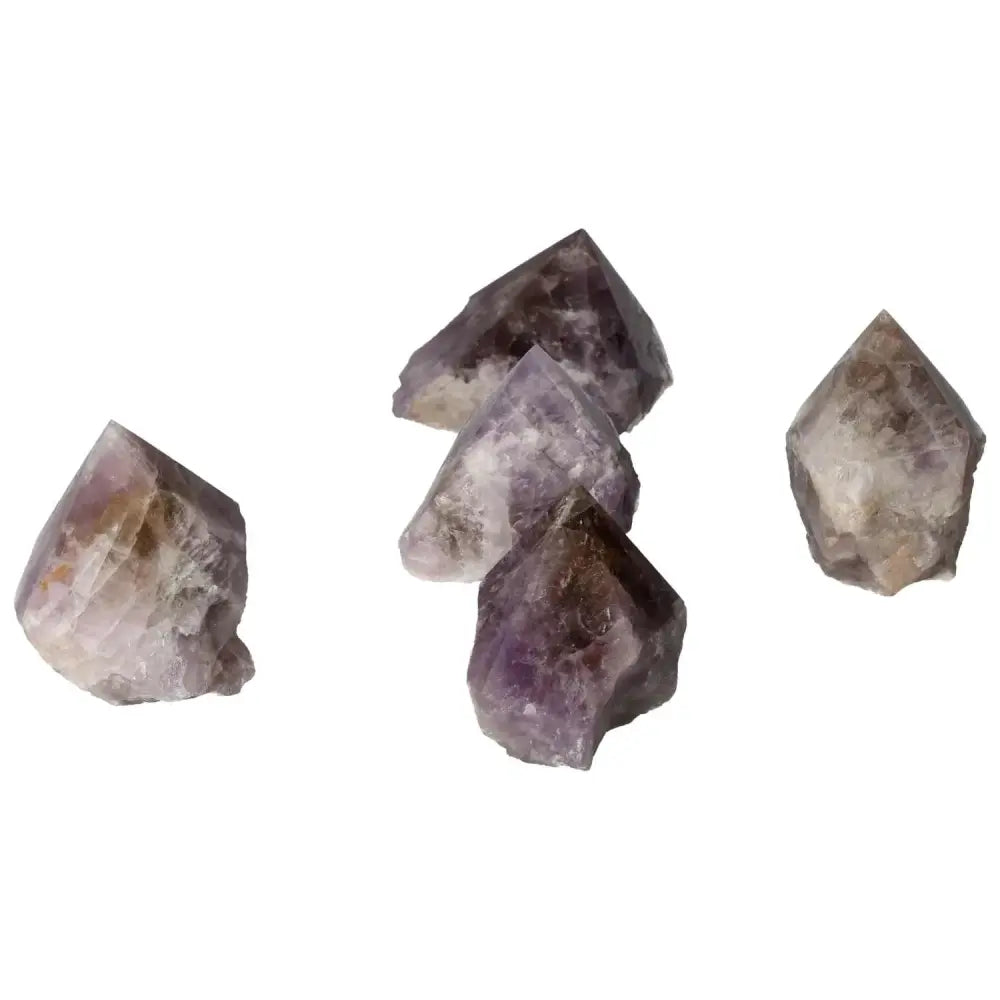 Polished Point Super Seven Amethyst crystals by Sylvia Crystals showcasing rich purple hues and energy-enhancing properties.