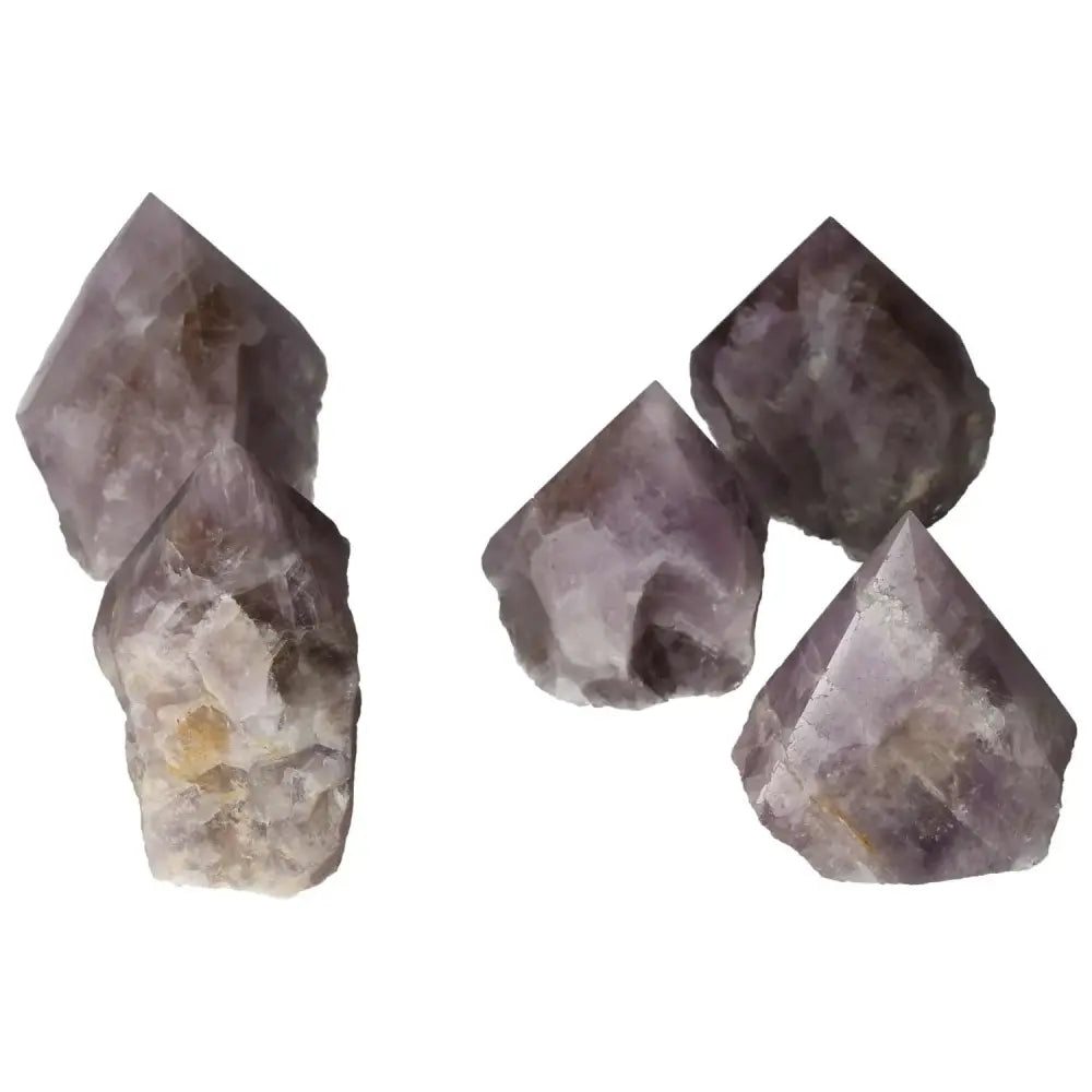 Polished Point Super Seven Amethyst S gemstones showcasing unique beauty and spiritual energy properties from Sylvia Crystals.