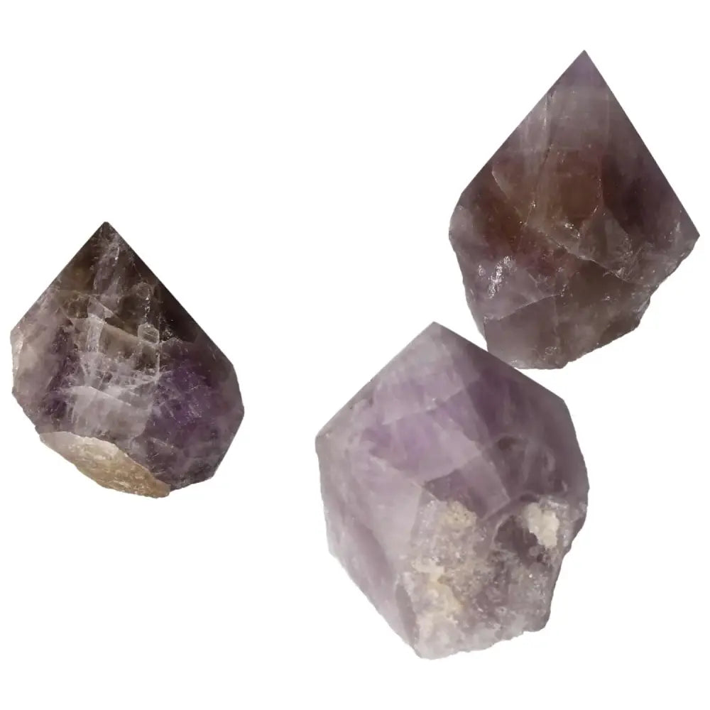 Polished Point Super Seven Amethyst XS crystals from Sylvia Crystals, showcasing a unique blend of seven minerals for healing.