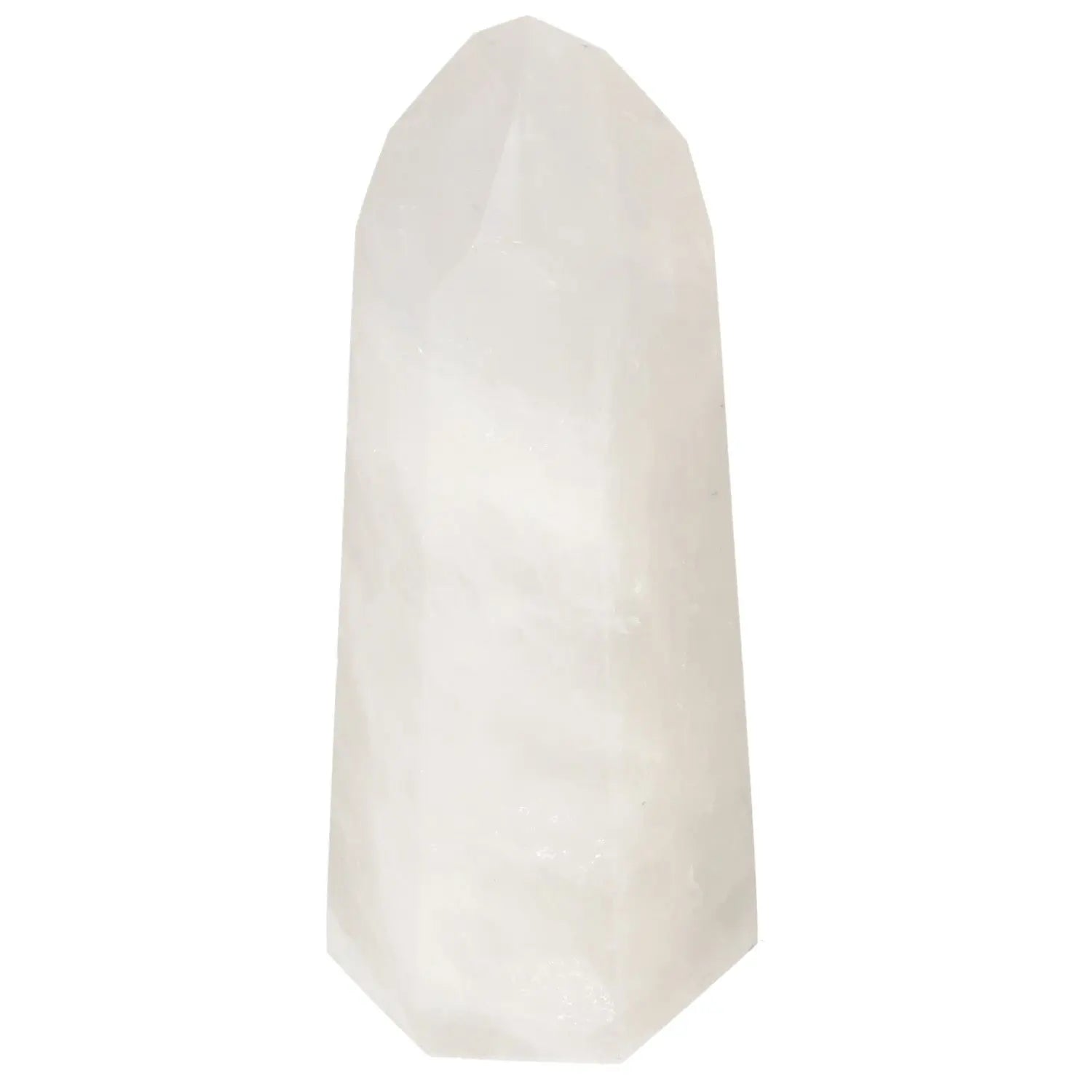 Polished Quartz Milky Obelisk from Sylvia Crystals with cloudy, opaque appearance showcasing ethereal beauty. Premium quality.