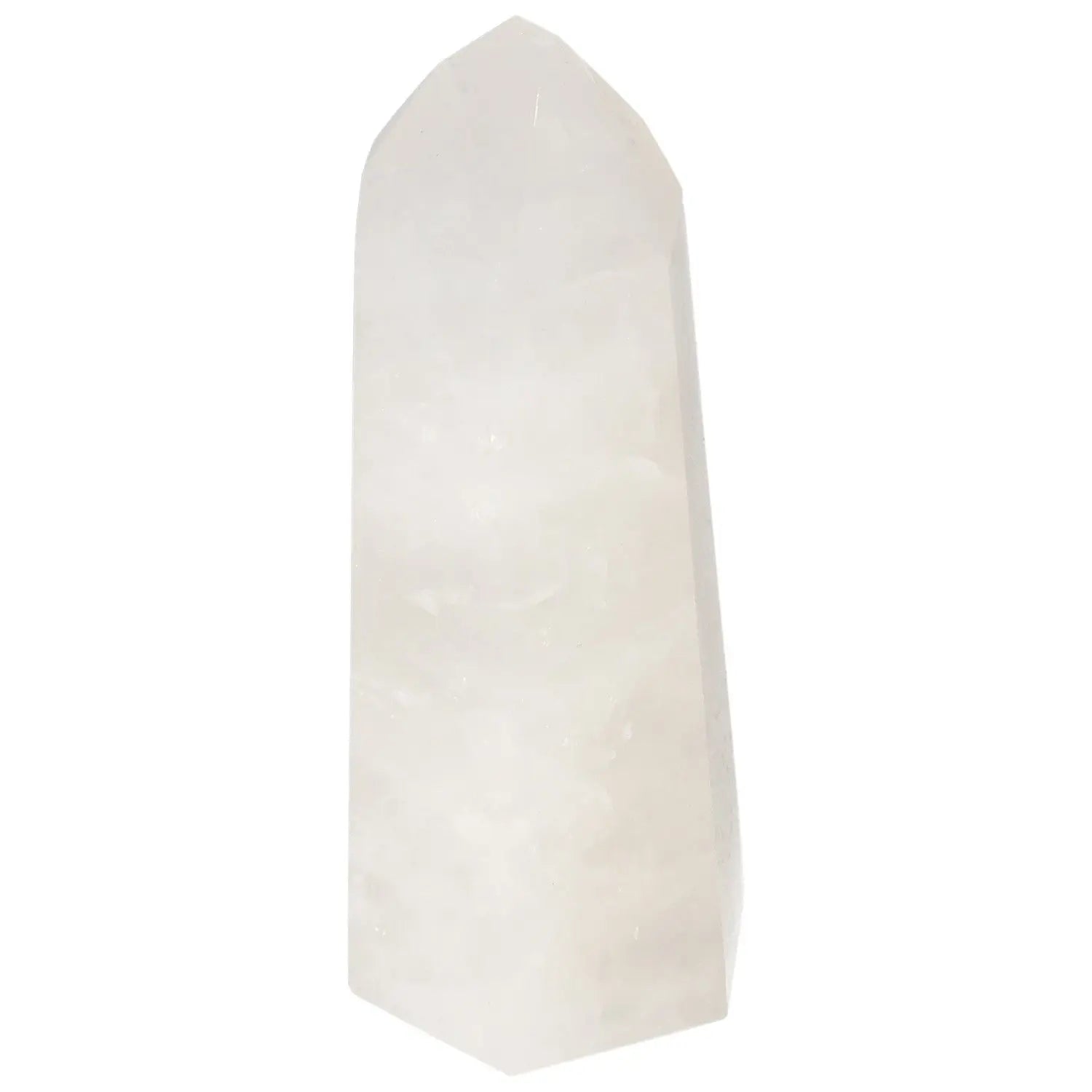 Polished Quartz Milky Obelisk with ethereal cloudy and opaque appearance from Sylvia Crystals.