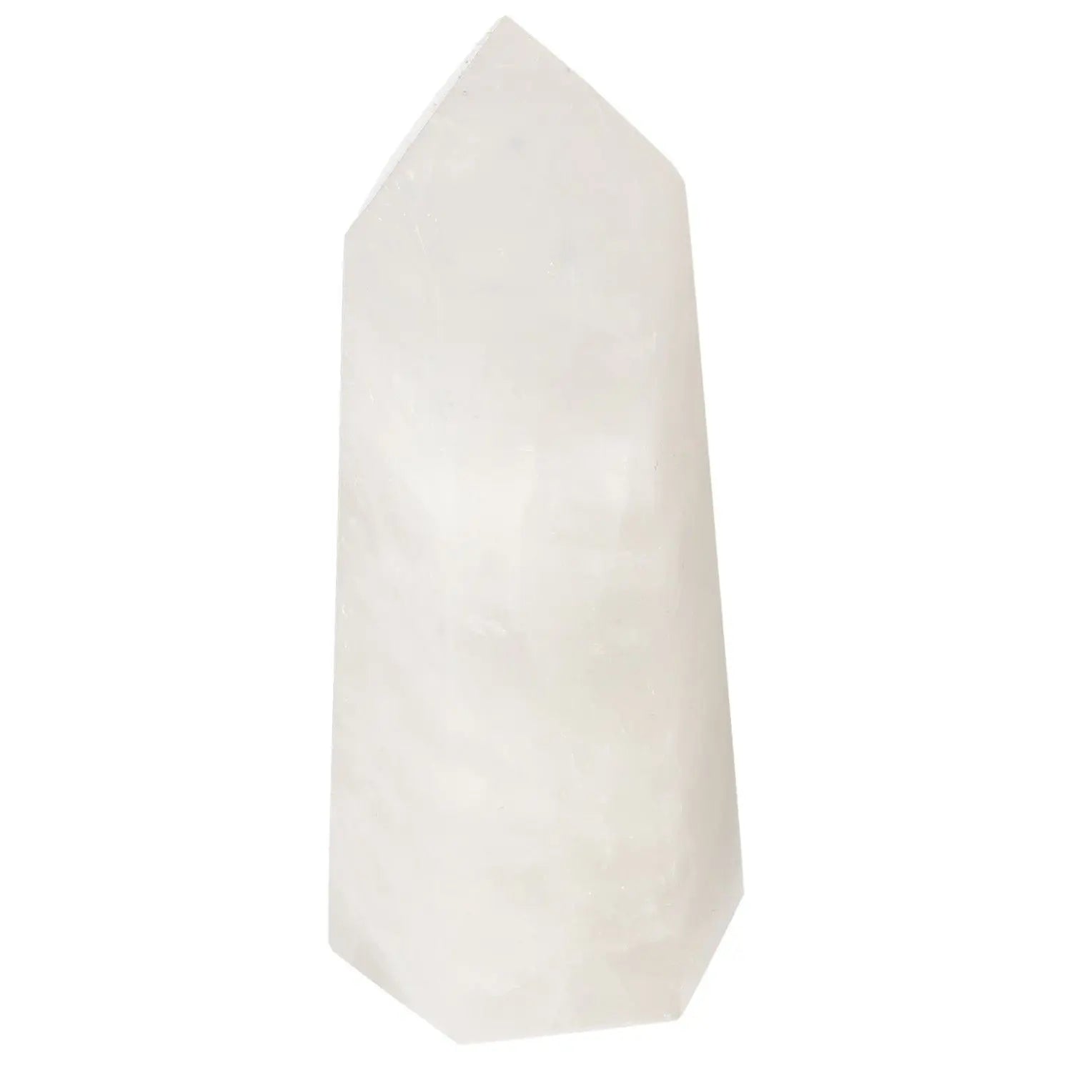 Polished Quartz Milky Obelisk from Sylvia Crystals showcasing its cloudy, opaque allure and premium craftsmanship.