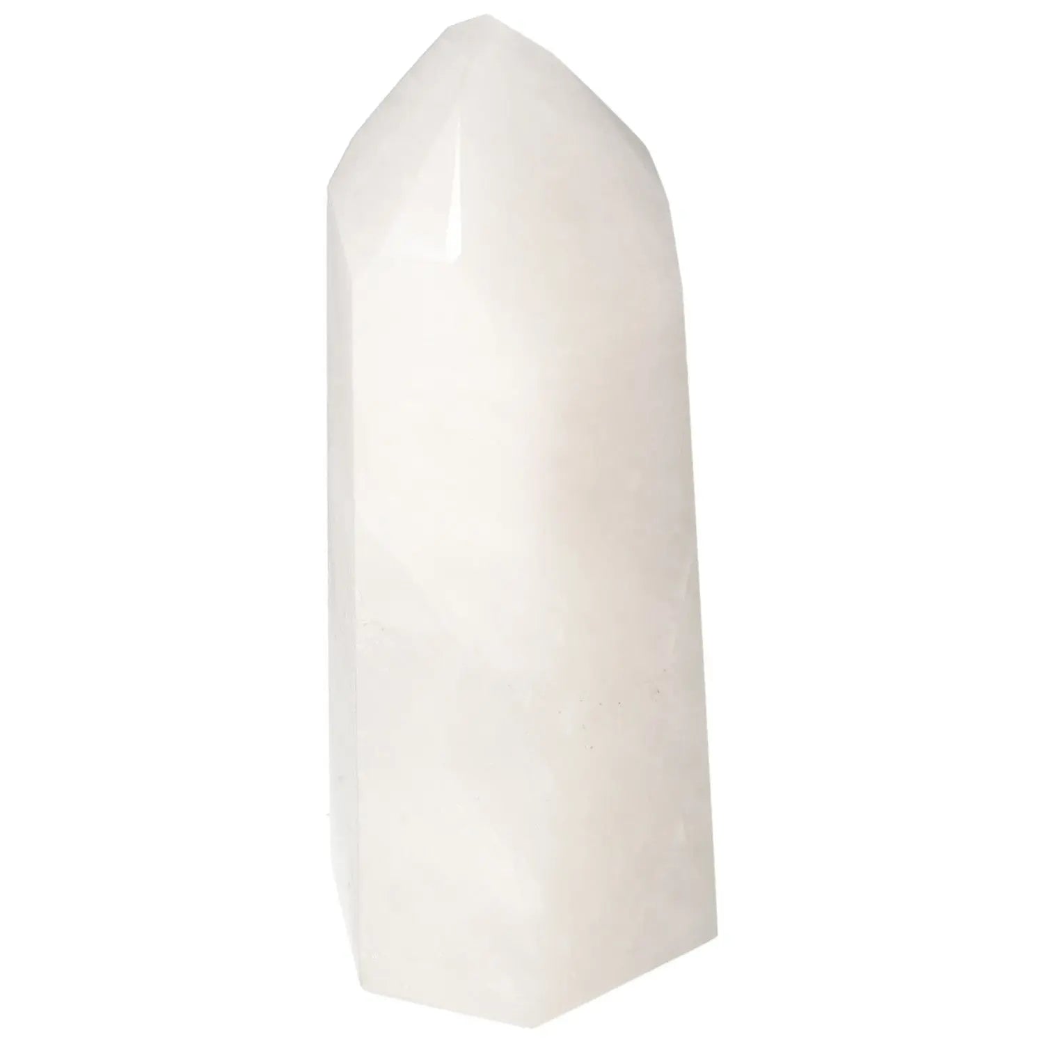Polished Quartz Milky Obelisk by Sylvia Crystals; perfect for healing and metaphysical practices, with purifying properties.
