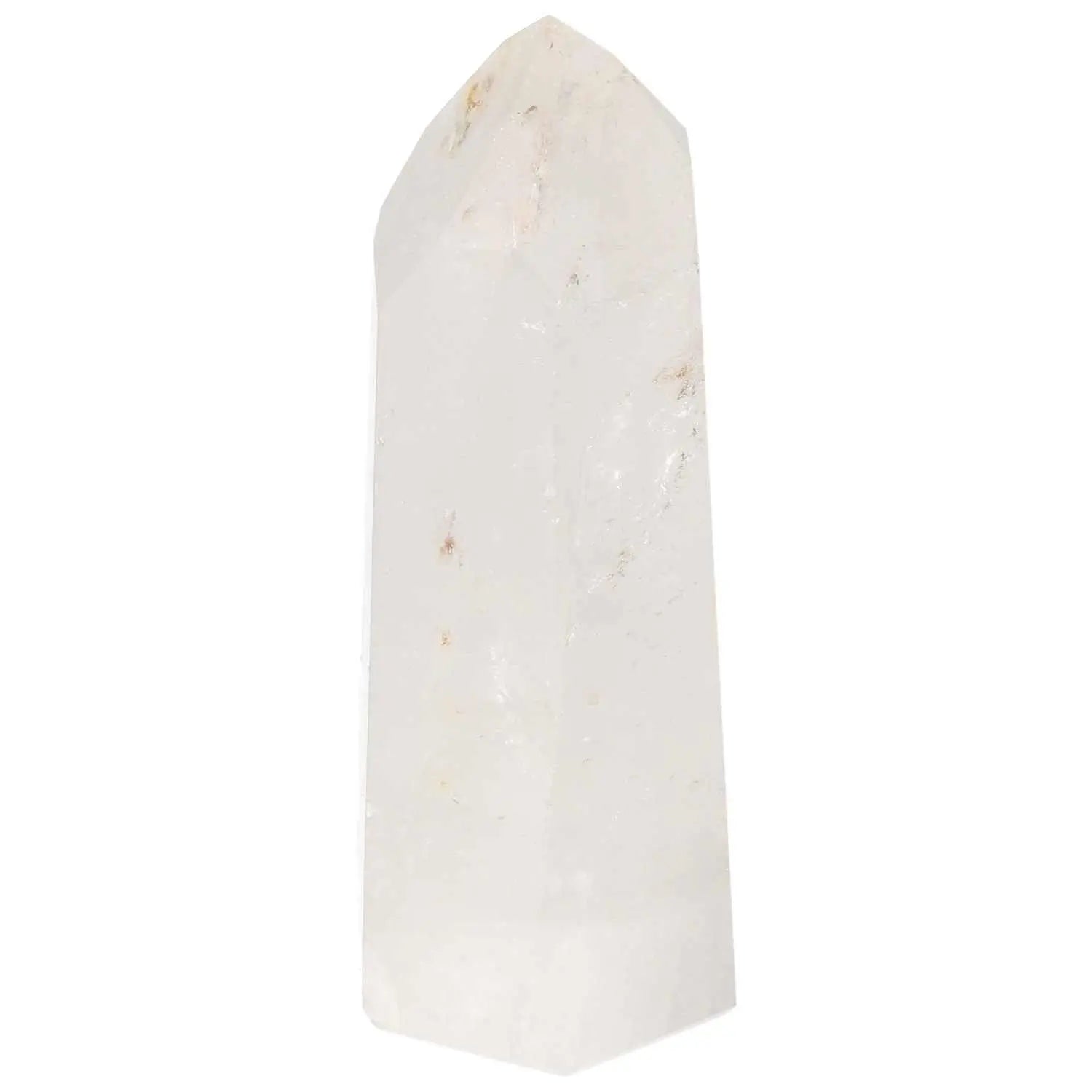 Elegant polished quartz obelisk for spiritual elevation and decorative sophistication from Sylvia Crystals.
