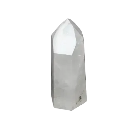 Polished Quartz Obelisk by Sylvia Crystals, a luxurious and elegant centerpiece enhancing aesthetic and spiritual ambiance.