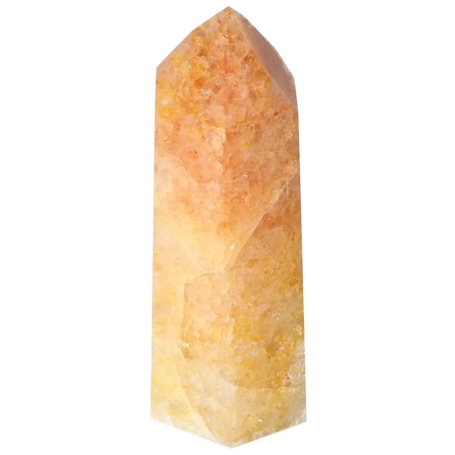 Polished Quartz Orange Obelisk from Sylvia Crystals, radiant tangerine quartz, symbol of positivity and creativity.