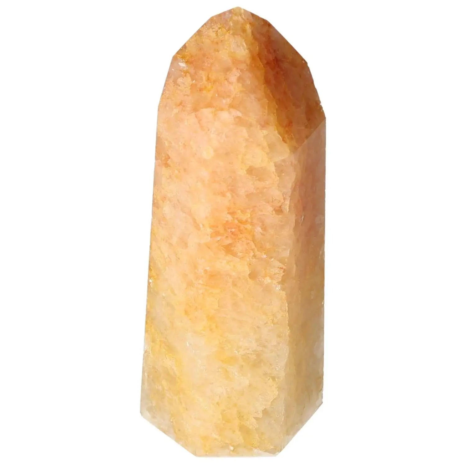 Polished Quartz Orange Obelisk crystal by Sylvia Crystals, radiant tangerine quartz symbolizing positivity and creativity.