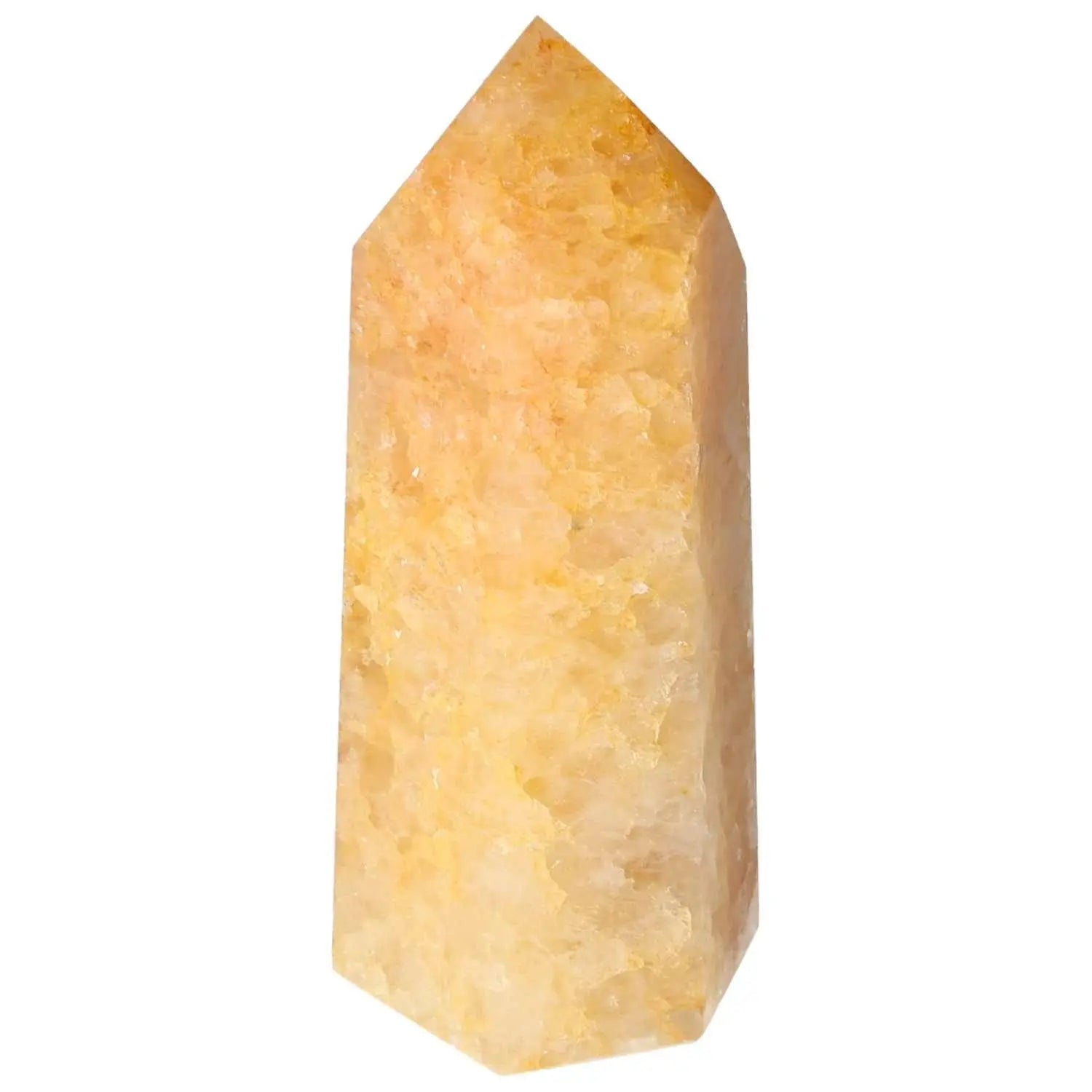 Polished Quartz Orange Obelisk by Sylvia Crystals, showcasing vibrant tangerine hues for enhanced creativity and warmth in spaces.