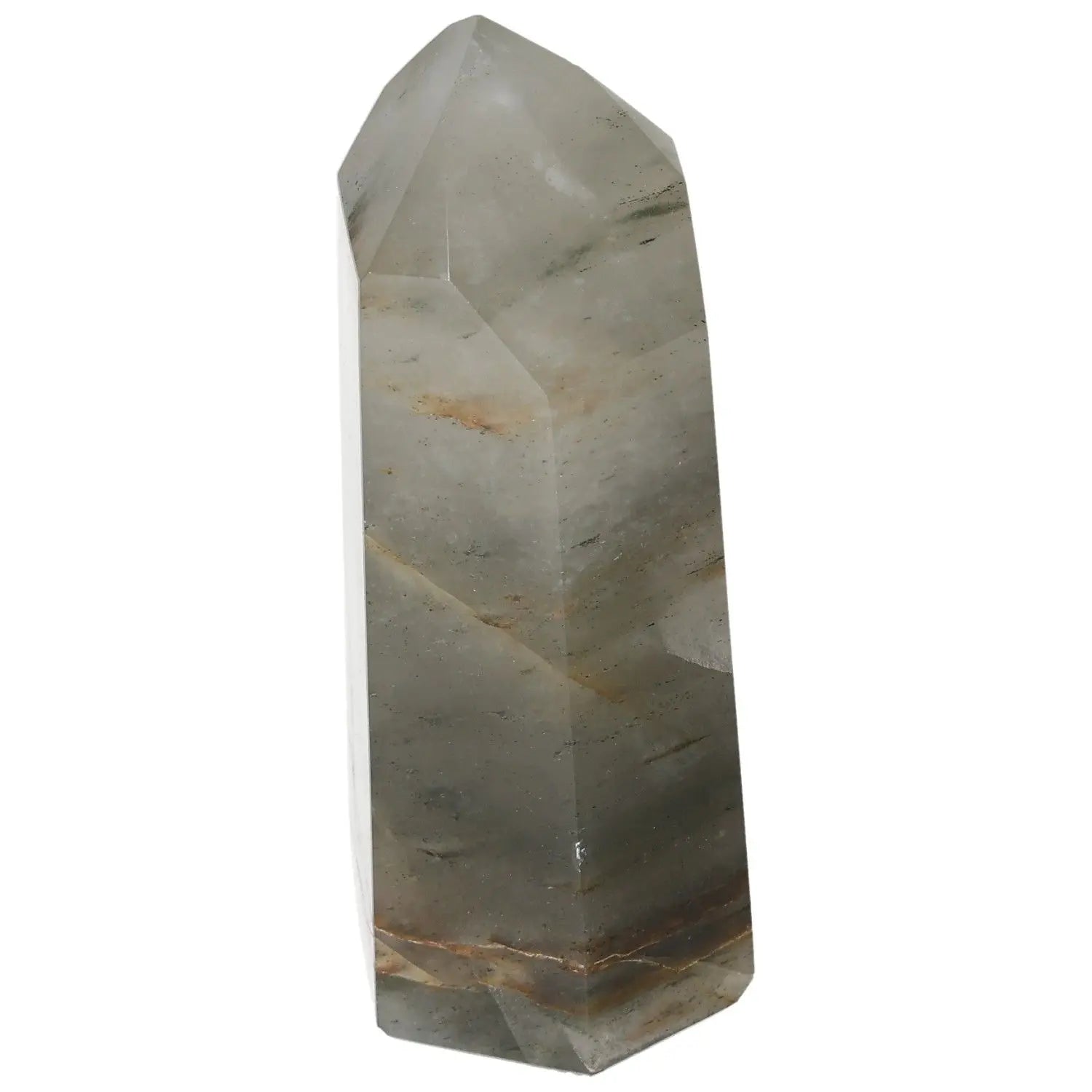 Polished Quartz Smoky Obelisk from Sylvia Crystals, enhances energy grounding and decision-making, ideal for professionals.