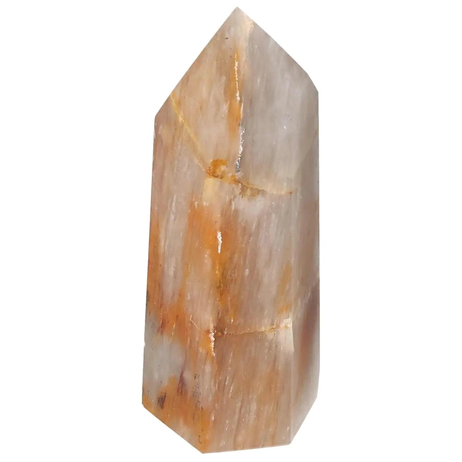 Polished Quartz Tangerine Obelisk from Sylvia Crystals, featuring a vibrant tangerine hue, perfect for luxury and spiritual collections.