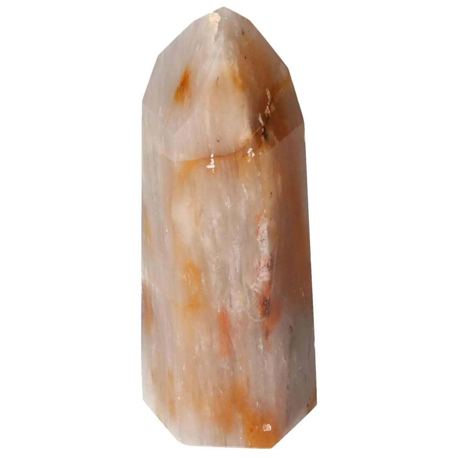 Polished Quartz Tangerine Obelisk with vibrant hue, a Sylvia Crystals exclusive, perfect for luxury and spirituality. Premium crystal.