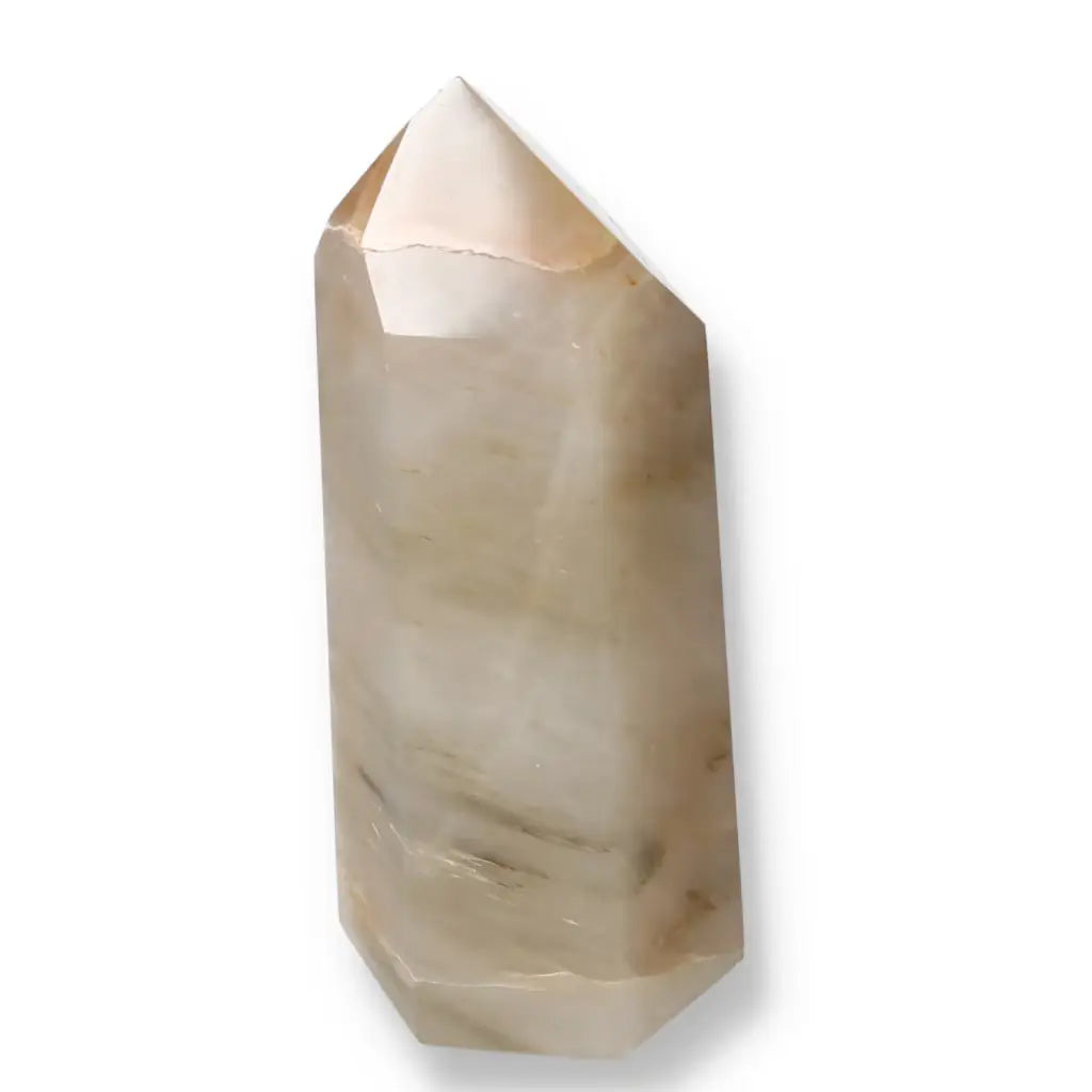 Polished Quartz Tangerine Obelisk with vibrant hue, enhancing creativity and balance from Sylvia Crystals.