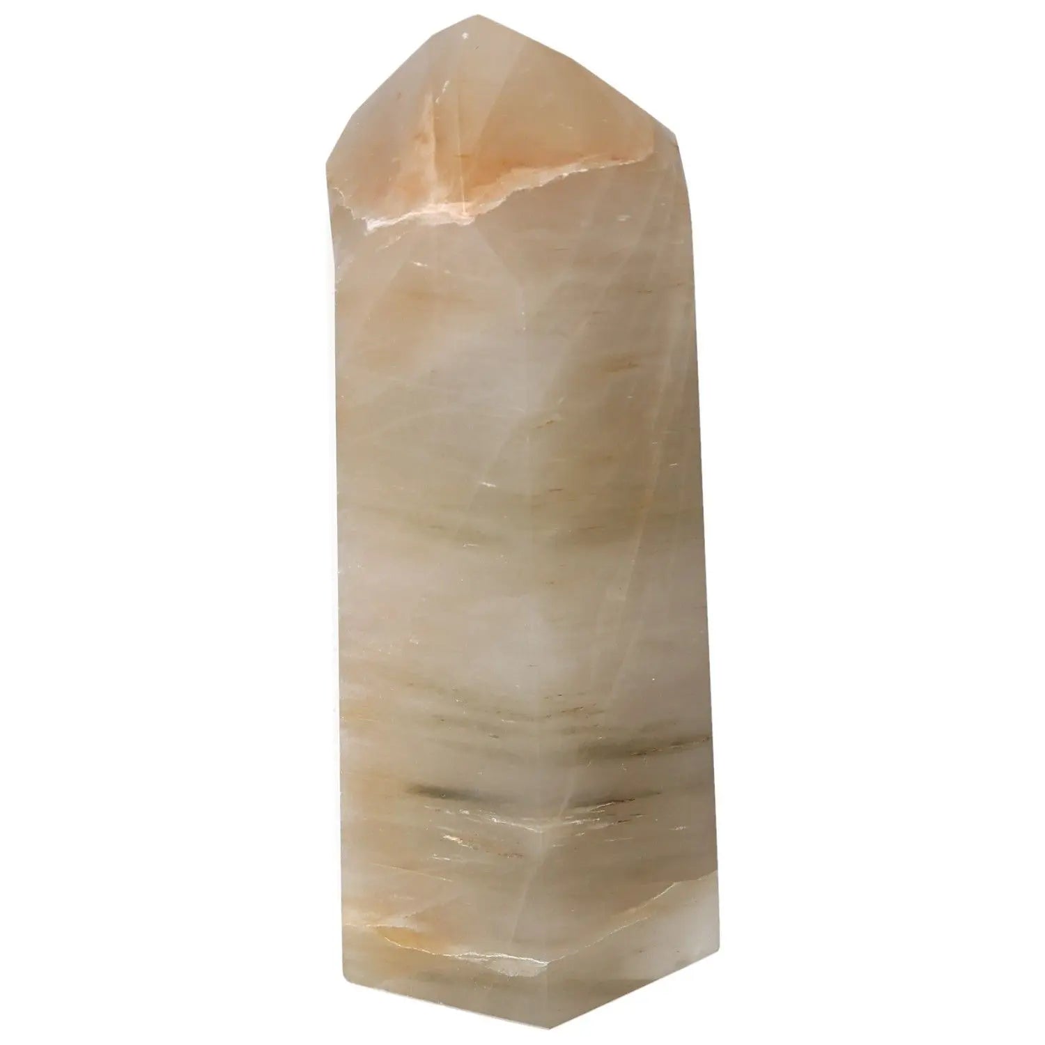 Polished Quartz Tangerine Obelisk from Sylvia Crystals, featuring vibrant tangerine hues for aesthetic and spiritual benefits.