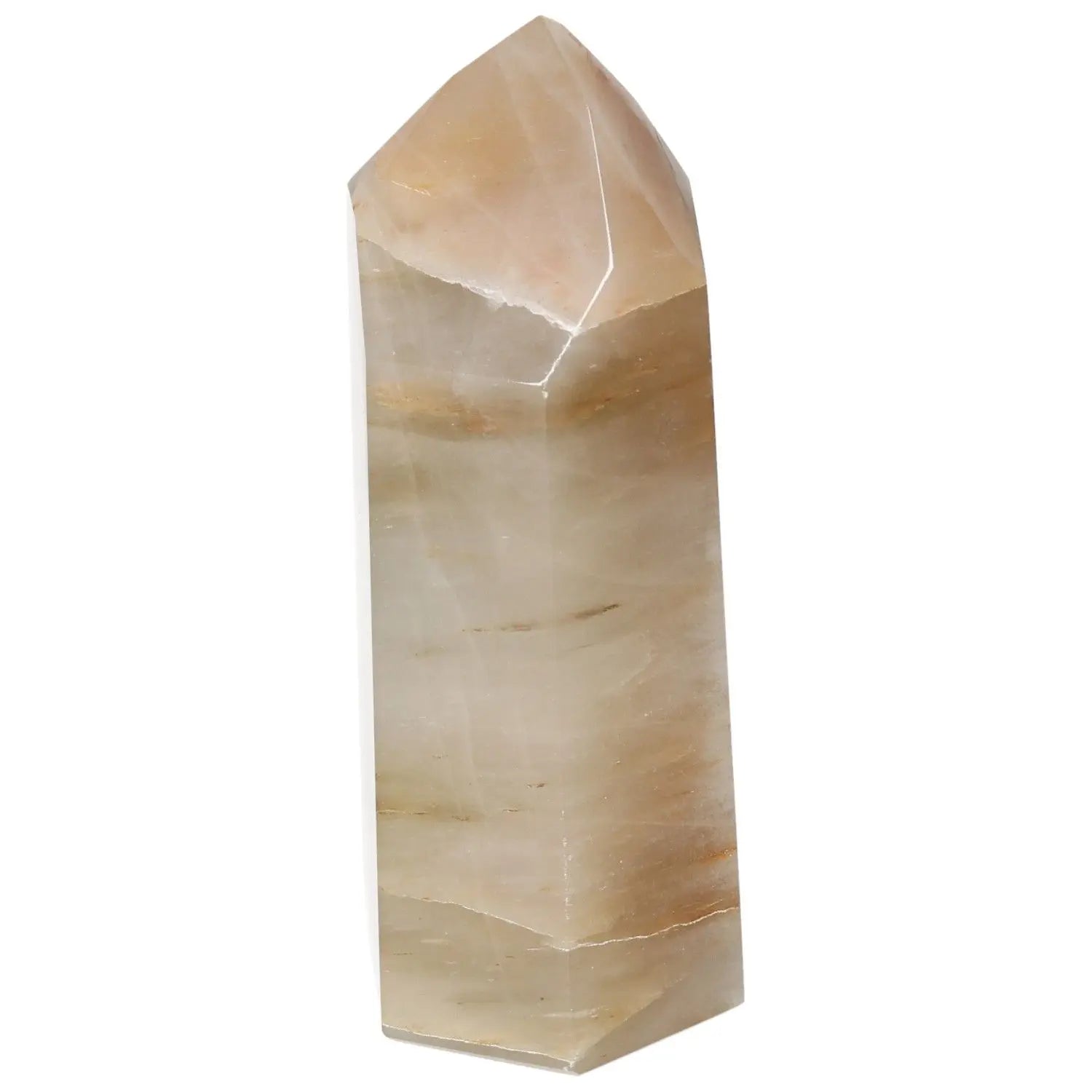 Polished Quartz Tangerine Obelisk with vibrant hue, enhancing creativity and balance, premium selection from Sylvia Crystals.