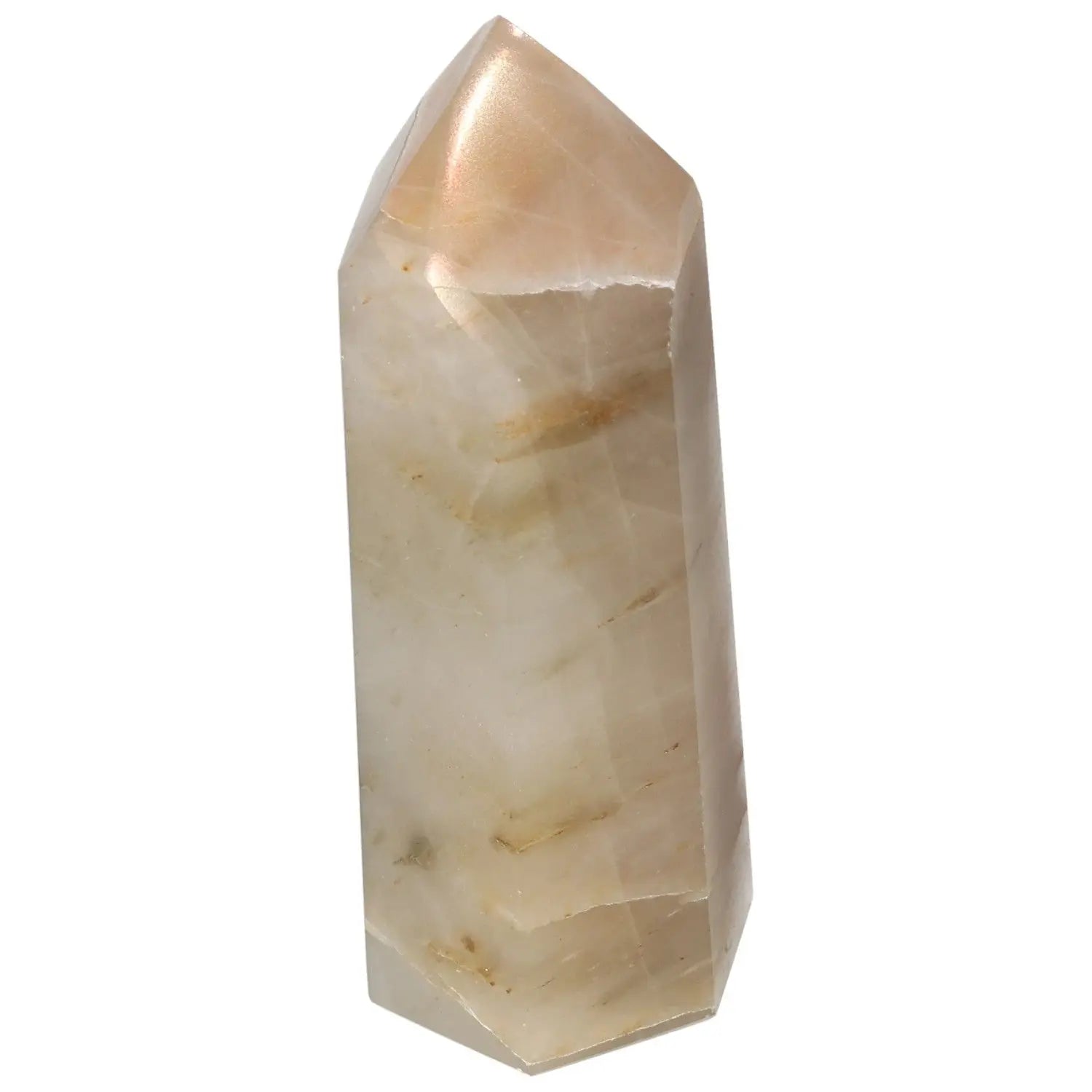 Polished Quartz Tangerine Obelisk with vibrant hue enhances creativity, balance, and spiritual benefits from Sylvia Crystals.