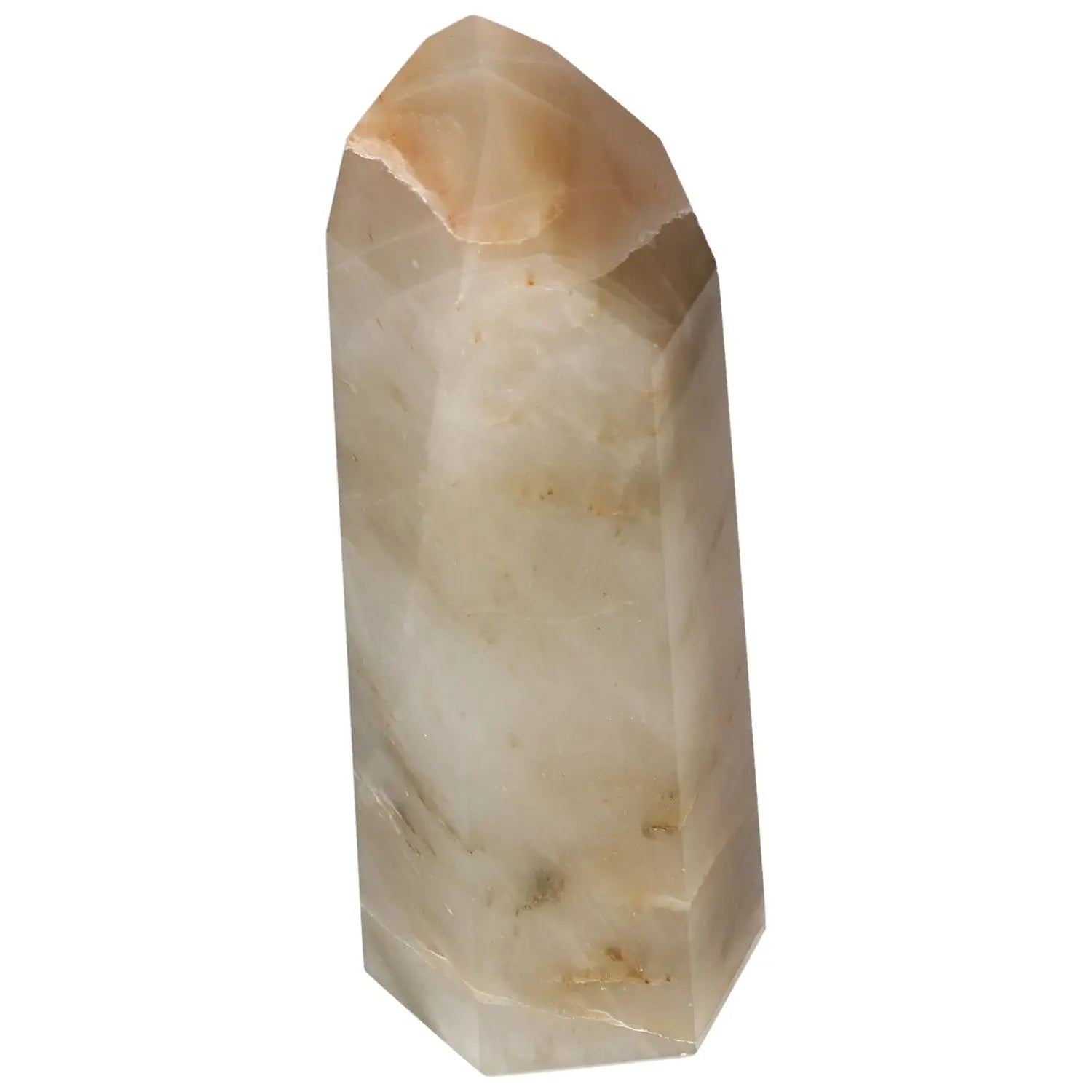 Polished Quartz Tangerine Obelisk from Sylvia Crystals, featuring vibrant tangerine hue for aesthetic appeal and spiritual enhancement.