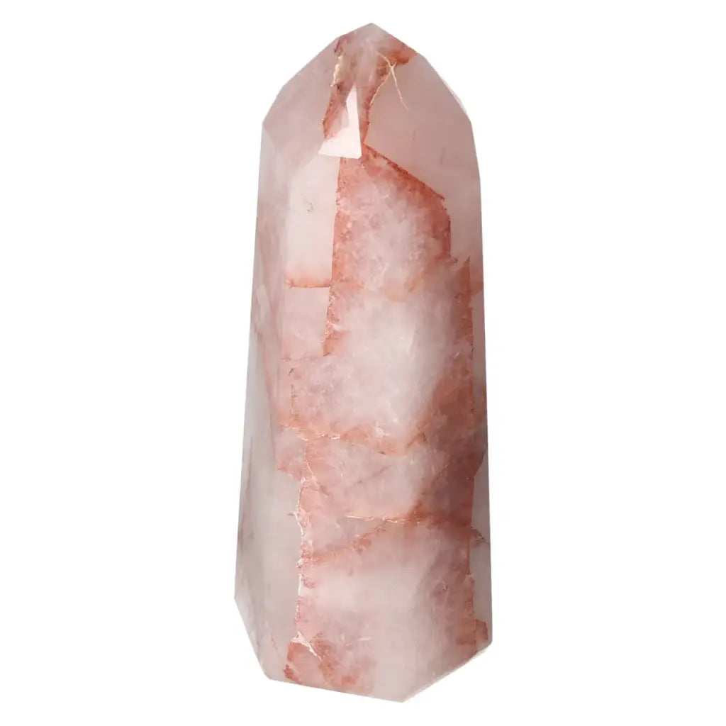 Polished Quartz Witch Hematite Obelisk from Sylvia Crystals, showcasing polished quartz and hematite with elegant design for spiritual grounding.