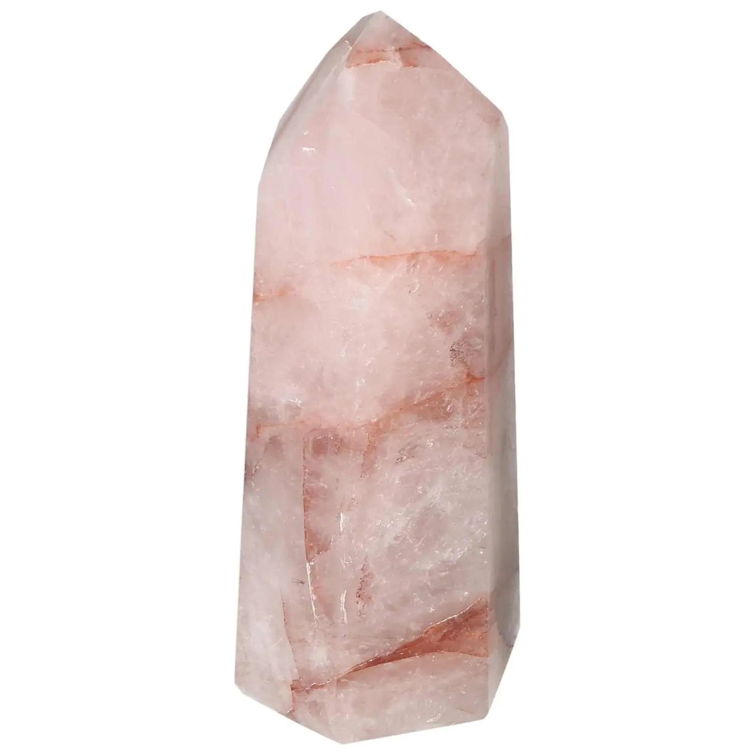 Polished Quartz Witch Hematite Obelisk by Sylvia Crystals, showcasing its luxurious, ethereal beauty and grounding energy.
