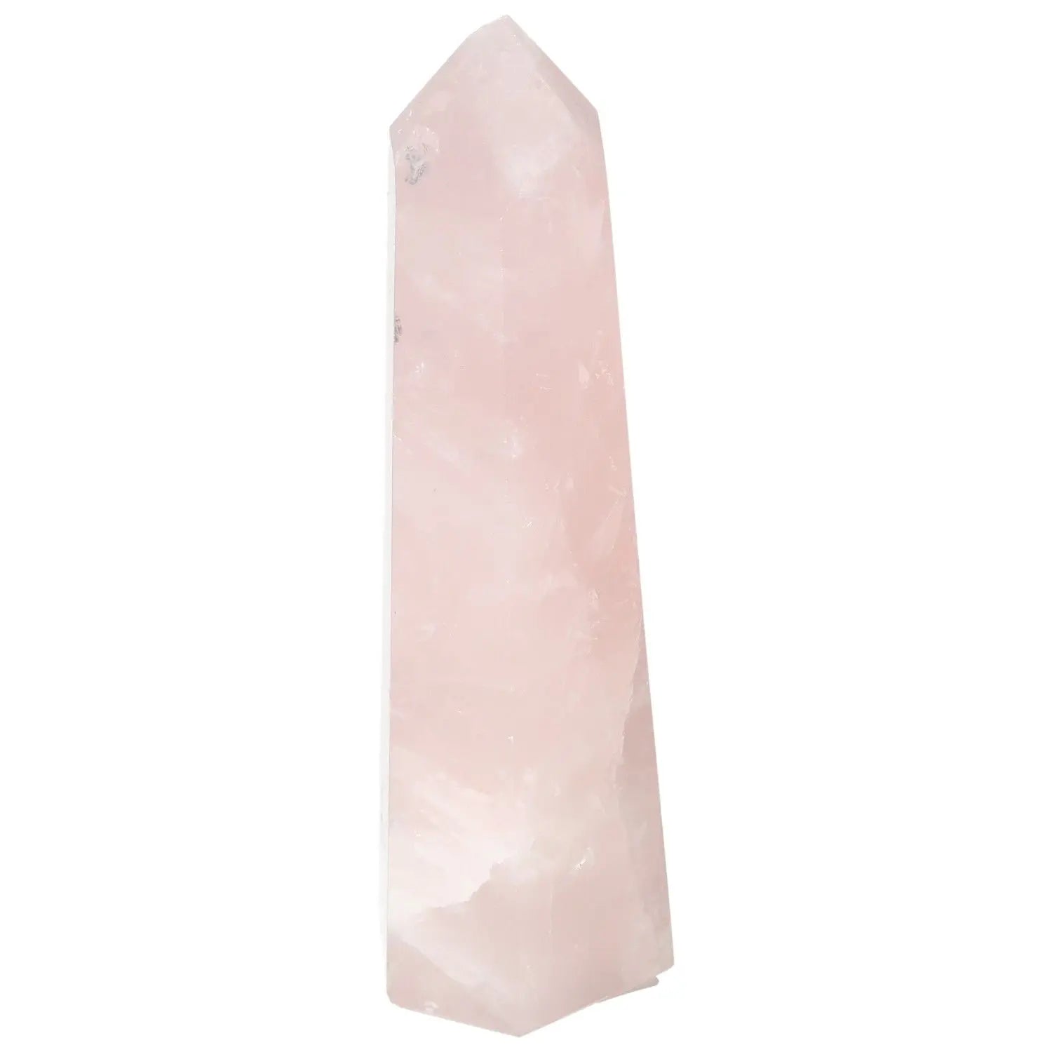 Polished Rose Quartz Obelisk from Sylvia Crystals, embodying spirituality and luxury design in pink quartz, handpicked for elegance.