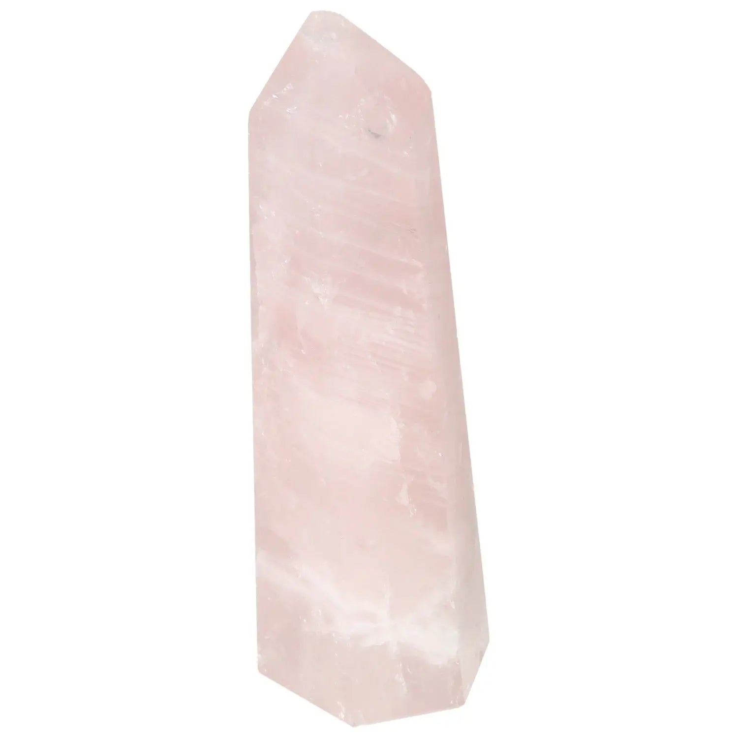 Elegant polished rose quartz obelisk crystal from Sylvia, showcasing unique elegance and spirituality.