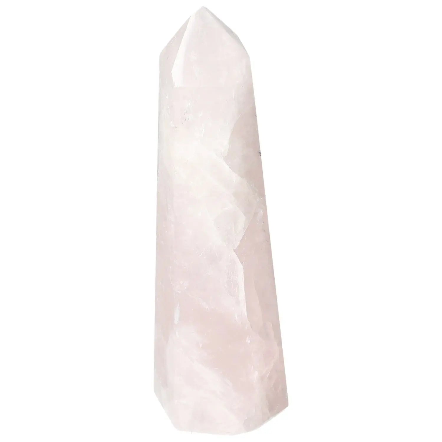 Polished Rose Quartz Obelisk with gentle pink hue promoting love and harmony, available from Sylvia Crystals, a luxury spiritual item.