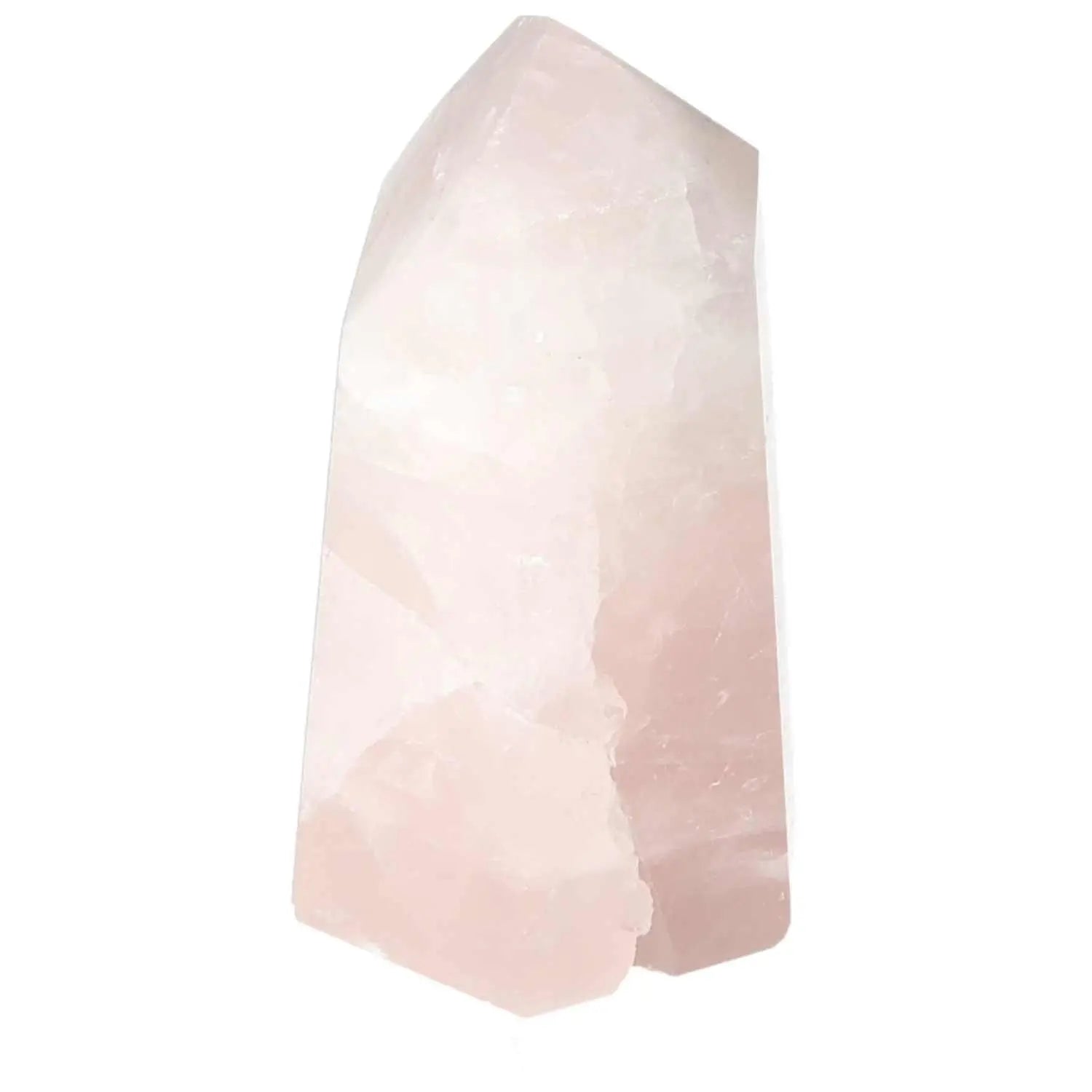 Polished Rose Quartz Obelisk from Sylvia Crystals, symbolizing luxury, elegance, and spiritual connection in pale pink hues.