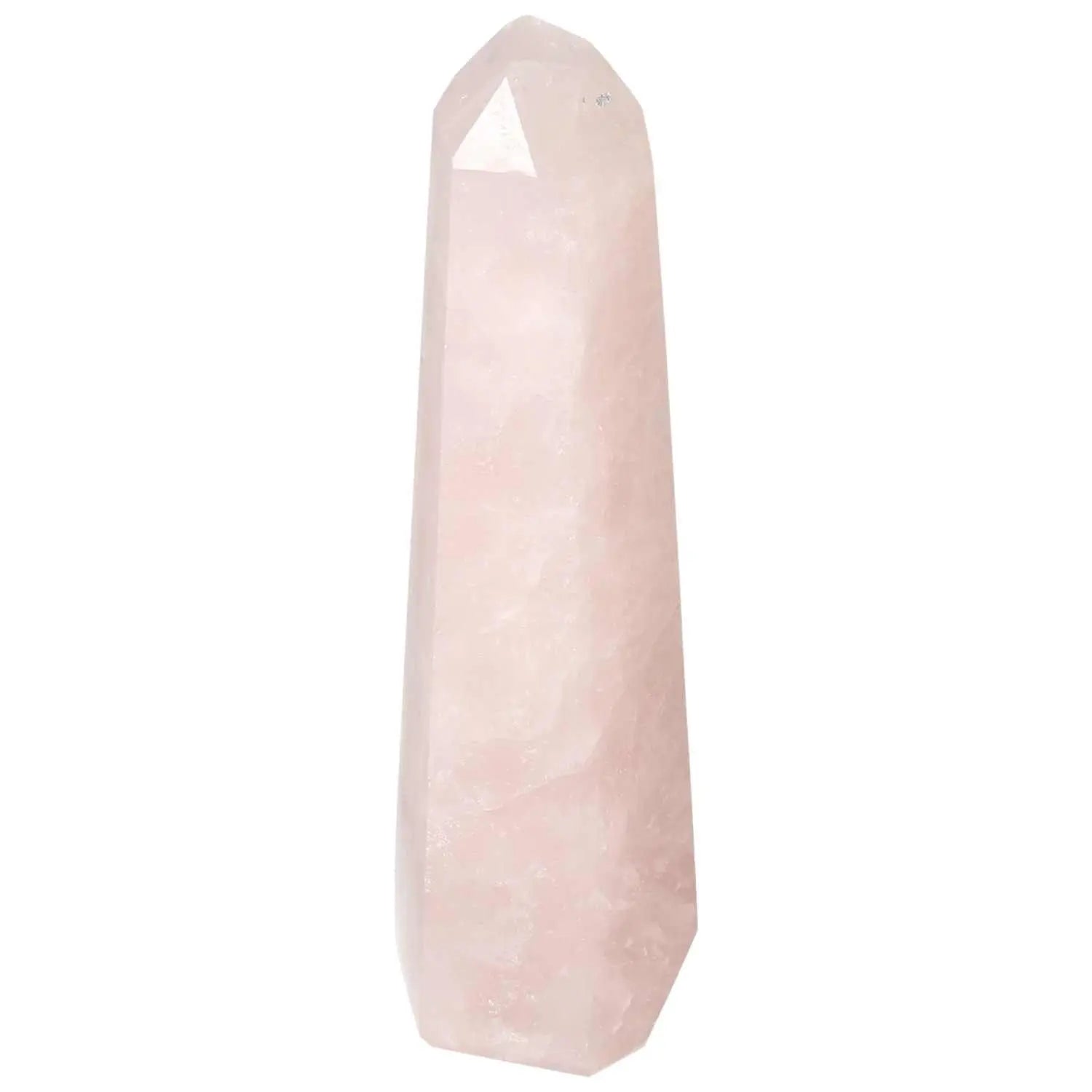 Polished Rose Quartz Obelisk from Sylvia Crystals, embodying luxury and spirituality in contemporary design.