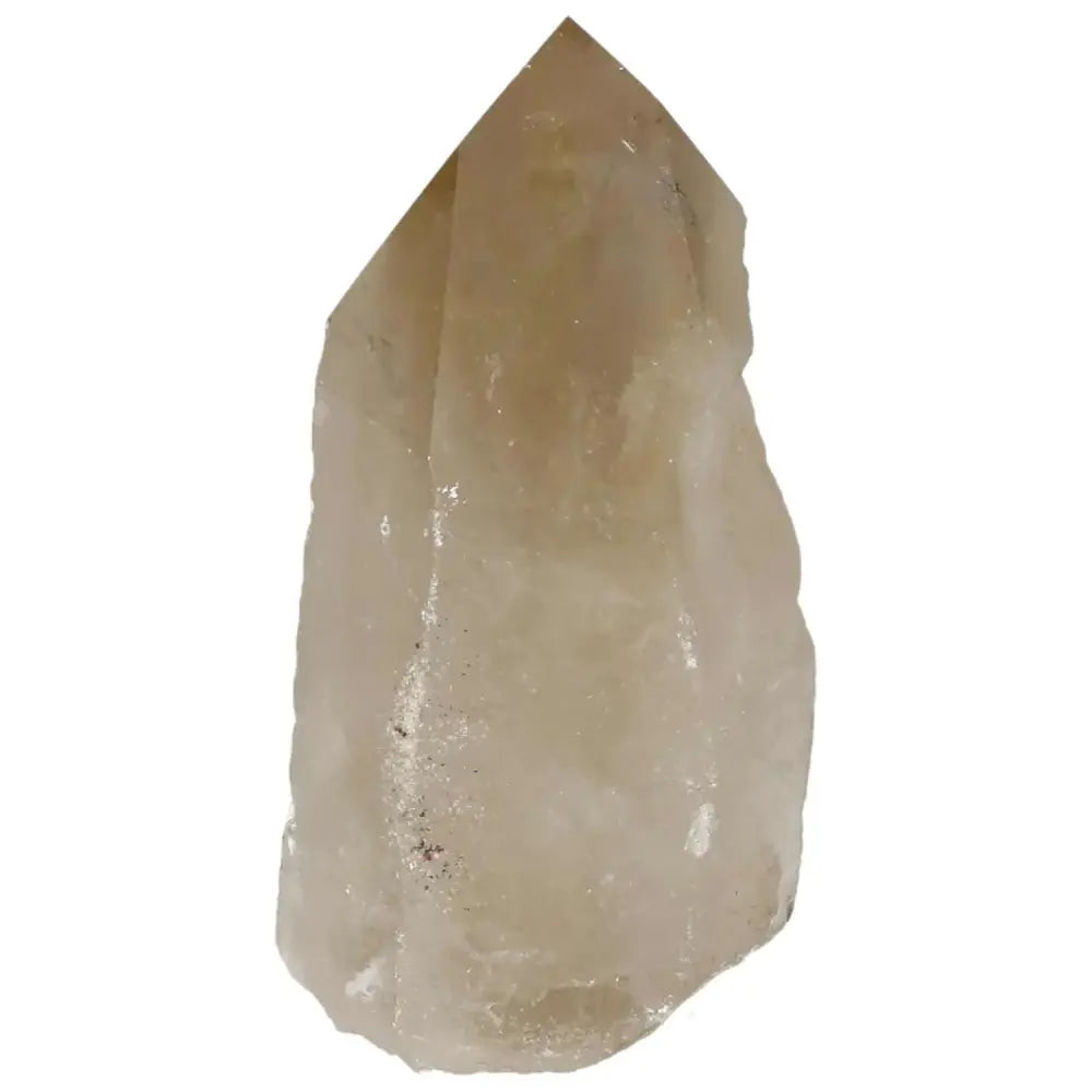 Polished Smoky Quartz Point by Sylvia Crystals, known for grounding properties and negative energy protection, premium quality crystal.